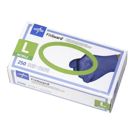 Medline - From: TRG300L To: TRG400L - FitGuard Exam Glove FitGuard Large NonSterile Nitrile Standard Cuff Length Textured Fingertips Blue Chemo Tested