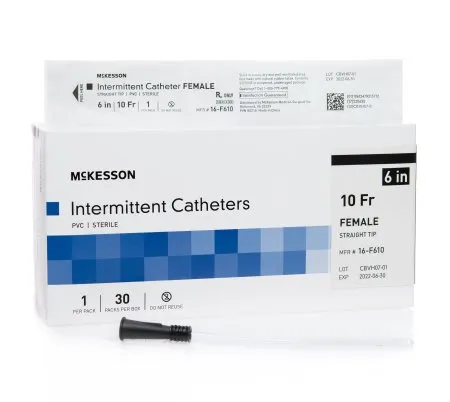 McKesson - 16-F610 - Urethral Catheter Straight Tip Uncoated PVC 10 Fr. 6 Inch