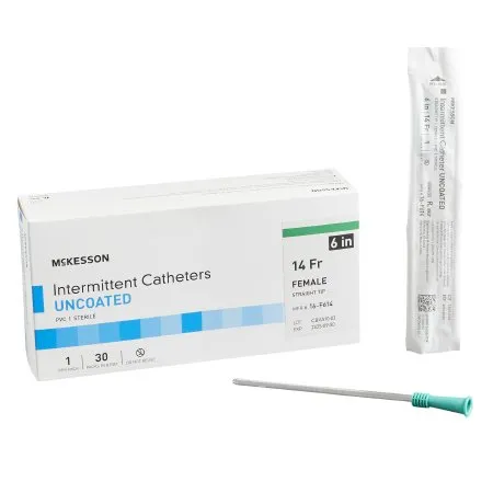 McKesson - 16-F614 - Urethral Catheter Straight Tip Uncoated PVC 14 Fr. 6 Inch