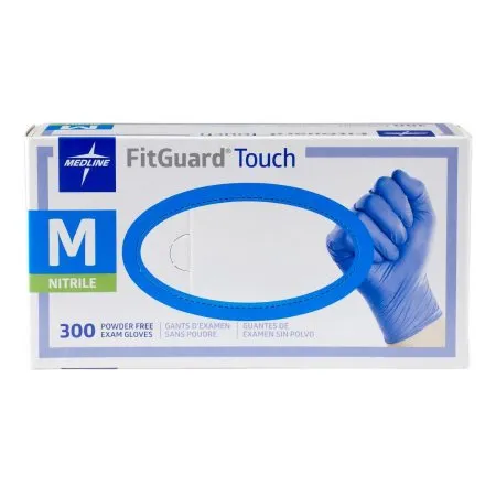 Medline - FitGuard Touch - FG3002 - Exam Glove FitGuard Touch Medium NonSterile Nitrile Standard Cuff Length Textured Fingertips Dark Blue Chemo Tested