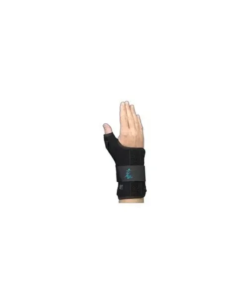 Medical Specialties - Ryno Lacer - 223899 - Wrist Brace With Thumb Spica Ryno Lacer Low Profile Polypropylene / Suede Right Hand Black 2x-small