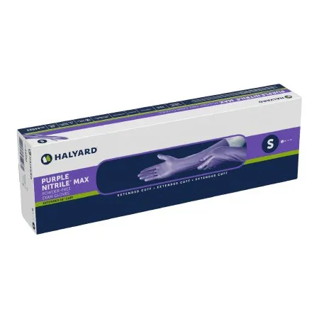 O & M Halyard - 44992 - O&M Halyard Purple Nitrile Max Exam Glove Purple Nitrile Max Small NonSterile Nitrile Extended Cuff Length Fully Textured Purple Not Rated