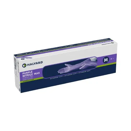 O&M Halyard - Purple Nitrile Max - 44993 - Exam Glove Purple Nitrile Max Medium Nonsterile Nitrile Extended Cuff Length Fully Textured Purple Not Rated