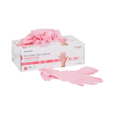 McKesson - 14-6NPNK2 - Pink Nitrile Exam Glove Pink Nitrile Small NonSterile Nitrile Standard Cuff Length Textured Fingertips Pink Not Rated