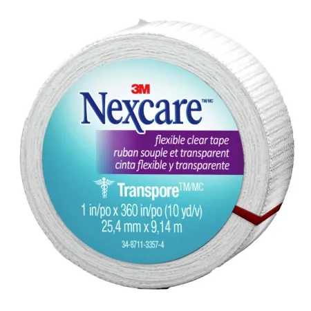3M - 527-P1 - Nexcare Transpore Water Resistant Medical Tape Nexcare Transpore Transparent 1 Inch X 10 Yard Plastic NonSterile