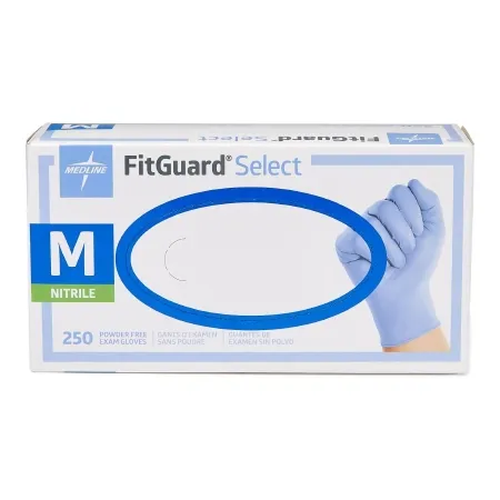 Medline - FitGuard Select - FG2602 - Exam Glove Fitguard Select Medium Nonsterile Nitrile Standard Cuff Length Textured Fingertips Violet Chemo Tested