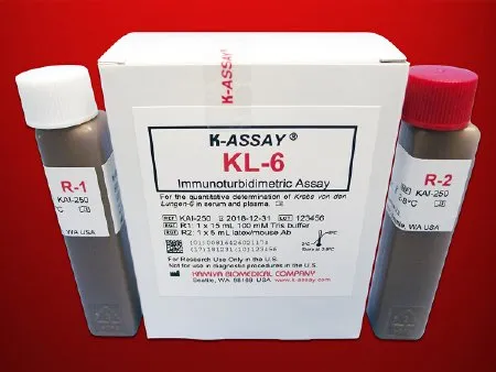 Kamiya Biomedical - K-ASSAY - KAI-250 - Reagent Kit K-ASSAY Immunoassay Krebs Von Den Lungen-6 (KL-6) For Automated Chemistry Analyzers 100 Tests R1 Buffer: 1 X 15 mL  R2 Antibody: 1 X 5 mL