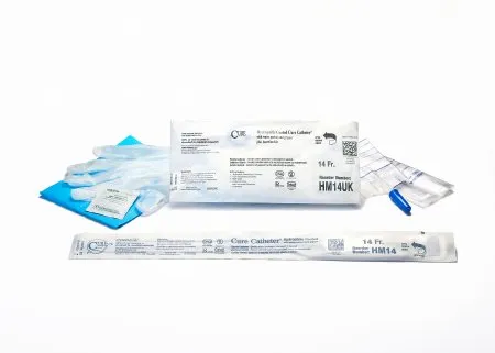 Convatec Cure Medical - Cure Catheter - HM14UK - Cure Medical  Intermittent Catheter Tray  U Shape Straight Tip 14 Fr. Hydrophilic Coated PVC