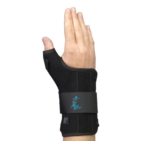 Medical Specialties - Ryno Lacer - 223892 - Wrist Brace With Thumb Spica Ryno Lacer Low Profile Polypropylene / Suede Right Hand Black Small