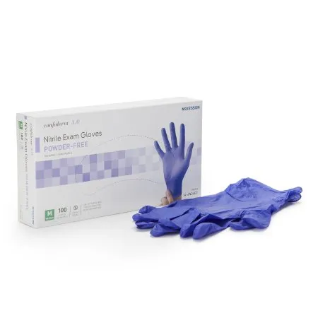 McKesson - 14-6N34EC - Confiderm 3.0 Exam Glove Confiderm 3.0 Medium NonSterile Nitrile Standard Cuff Length Textured Fingertips Blue Not Rated