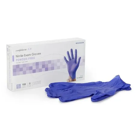 McKesson - 14-6N38EC - Confiderm 3.0 Exam Glove Confiderm 3.0 X Large NonSterile Nitrile Standard Cuff Length Textured Fingertips Blue Not Rated
