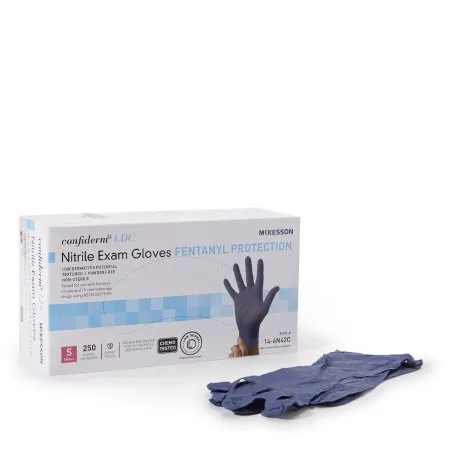 McKesson - 14-6N42C - Confiderm LDC Exam Glove Confiderm LDC Small NonSterile Nitrile Standard Cuff Length Fully Textured Blue Chemo Tested / Fentanyl Tested