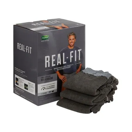 Kimberly Clark - 50982 - Depend Real Fit Incontinence Underwear For Men, Maximum Absorbency, S/M, Black & Grey, Waist 28-40"