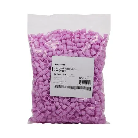McKesson - 177-118240L - McKesson Tube Closure Polyethylene Flanged Plug Cap Lavender 13 mm For Use with 13 mm Blood Drawing Tubes Glass Test Tubes Plastic Culture Tubes NonSterile
