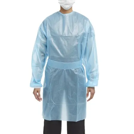McKesson - 16-54KVM - Chemotherapy Procedure Gown Medium Blue NonSterile AAMI Level 2 / ASTM D6978 Disposable
