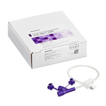 McKesson - 194-0121-12 - Enteral Feeding Extension Set 12 Inch Enfit Y Port Right Angle Connector and Clamp NonSterile