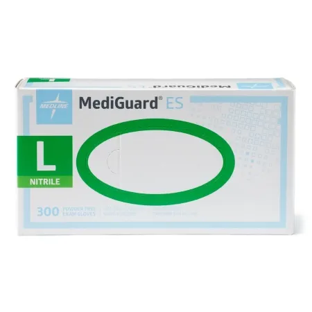 Medline - MediGuard ES - MG3003 - Exam Glove Mediguard Es Large Nonsterile Nitrile Standard Cuff Length Textured Fingertips Blue Not Rated