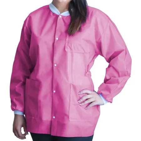 Dukal - FitMe - UGJ-6510-L - Lab Jacket FitMe Bubblegum Pink Large Hip Length Disposable