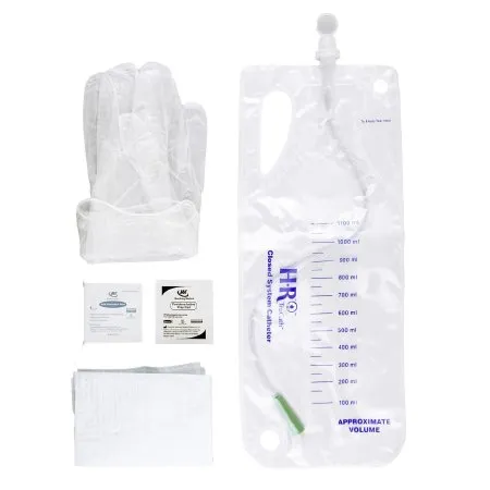 Hr Pharmaceuticals - CK12 - HR Pharmaceuticals Trucath Closed System Catheter Kit 12fr. Contains Vinyl Powder Free Gloves, Underpad, Pvp And Bzk Wipes, 1200ml Drainage Bag