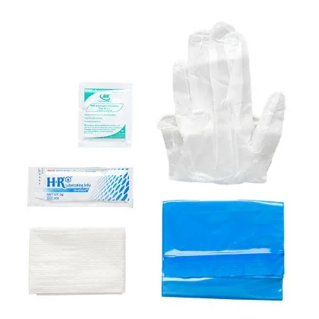 Hr Pharmaceuticals - HRIK002 - HR Pharmaceuticals Trucath Intermittent Catheter Insertion Kit, Vinyl Pf Gloves (walleted), 5g Lube Jelly Packet, Bzk Wipe, Underpad And Drainage Bag With Connector