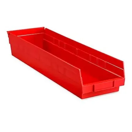 Uline - S-14626R - Shelf Bin Red Plastic 4 X 7 X 24 Inch