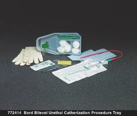 Bard Rochester - Bard Bilevel - From: 772414 To: 772415 - Bard  Intermittent Catheter Tray  Urethral 15 Fr. Without Balloon Red Rubber