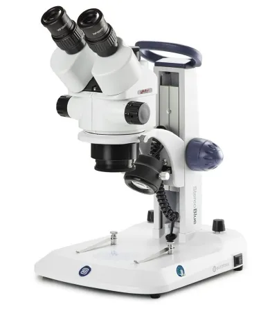 Globe Scientific - StereoBlue - ESB-1903 - Stereoblue Stereo Microscope Trinocular Head 0.7x To 4.5x Zoom (7x To 45x) Plain Stage With Clips And Clear Plates