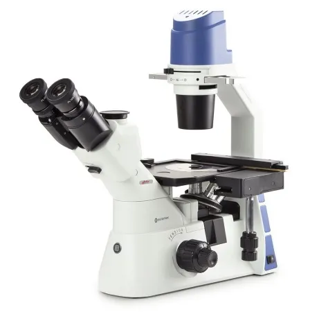Globe Scientific - Oxion Inverso - EOX-2053-PLPH - Oxion Inverso Inverted Biological Microscope Trinocular Head Plan Phase 10x, 20x, 40x, Ios 100 To 240vac Mechanical Stage With X-y Stage