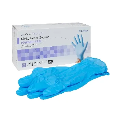 Mckesson - McKesson Confiderm 6.5CX - 14-680C - McKesson  Exam Glove  X Large NonSterile Nitrile Extended Cuff Length Textured Fingertips Blue Chemo Tested