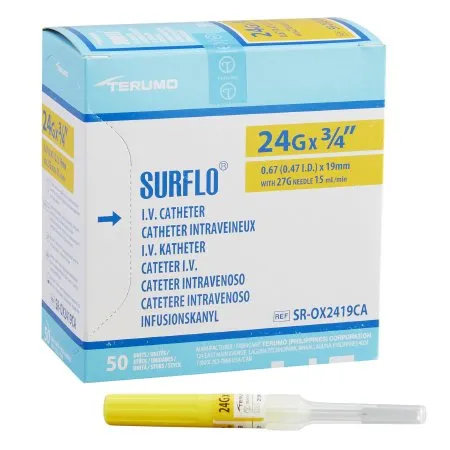Terumo Medical - Surflo - SR-OX2419CA -  Peripheral IV Catheter  24 Gauge 0.75 Inch Without Safety
