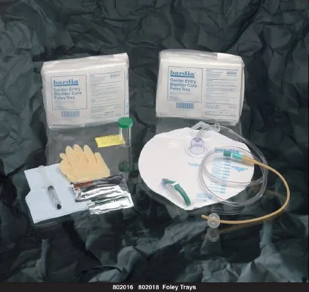 Bard Rochester - 802018 - Bard Bardia Indwelling Catheter Tray Bardia Foley 18 Fr. 5 Cc Balloon Silicone Elastomer Coated Latex