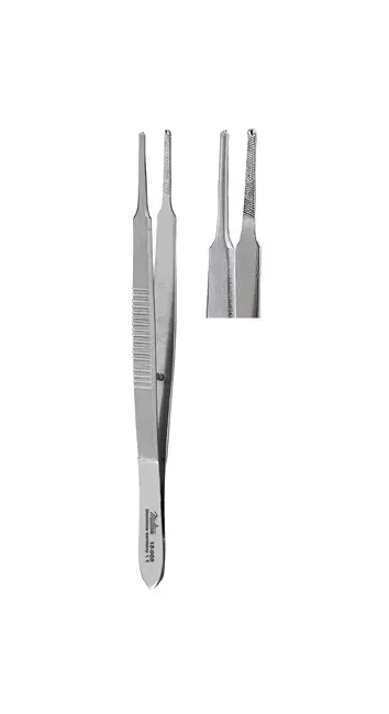 Integra Lifesciences - Miltex - 18-966 - Utility Forceps Miltex Mccullough 4 Inch Length Or Grade German Stainless Steel Nonsterile Nonlocking Thumb Handle Straight Serrated Tips
