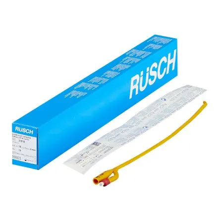 Teleflex - Rusch PureGold - 318118 - Foley Catheter Rusch PureGold 2-Way Coude Tip 5 cc Balloon 18 Fr. PTFE (Teflon) Coated Latex