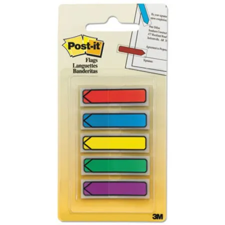 Post-it Flags - MMM-684ARR1 - Arrow 0.5 Page Flags, Blue/green/purple/red/yellow, 20/color, 100/pack
