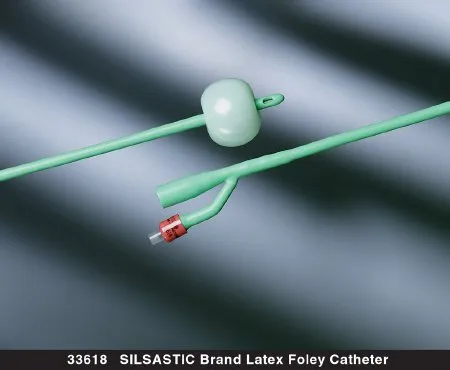 Bard Rochester - Silastic - 33618 - Bard  Foley Catheter  2 way Round Tip 5 Cc Balloon 18 Fr. Silicone Coated Latex