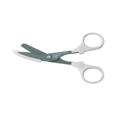 Miltex - From: 181652 To: 9-100 -  Bandage Scissors  Nurse 5 1/2 Inch Length Surgical Grade Fluoride Coated Stainless Steel / Plastic NonSterile Finger Ring Handle Angled Blade Blunt Tip / Blunt Tip