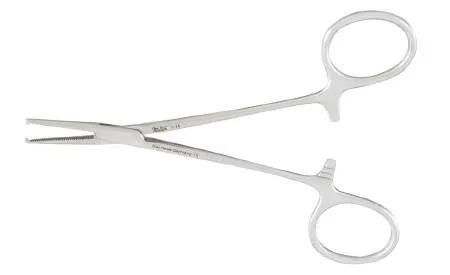 Integra Lifesciences - Miltex - 7-14 - Hemostatic Forceps Miltex Halsted-Mosquito 5 Inch Length OR Grade German Stainless Steel NonSterile Ratchet Lock Finger Ring Handle Straight Serrated Tips with 1 X 2 Teeth