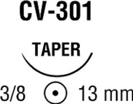 Covidien - Ti-Cron - 88863280-31 - Nonabsorbable Suture With Needle Ti-Cron Polyester Cv-301 3/8 Circle Taper Point Needle Size 4 - 0 Braided