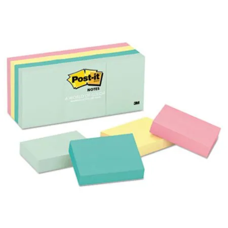 Post-it Notes - MMM-653AST - Original Pads In Beachside Cafe Collection Colors, 1.38 X 1.88, 100 Sheets/pad, 12 Pads/pack