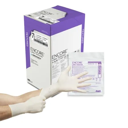 Ansell Healthcare - 5785004 - Ansell ENCORE Latex Textured Surgical Glove ENCORE Latex Textured Size 7.5 Sterile Latex Standard Cuff Length Fully Textured Ivory Chemo Tested