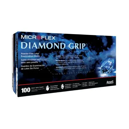 Microflex Medical - Diamond Grip - MF-300-S - Exam Glove Diamond Grip Small NonSterile Latex Standard Cuff Length Textured Fingertips White Not Rated