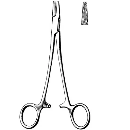 Sklar - Surgi-OR - 95-842 - Needle Holder Surgi-or 5-1/4 Inch Length Straight Serrated Tip Finger Ring Handle