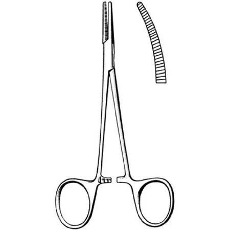 Sklar - Surgi-OR - 95-431 - Hemostatic Forceps Surgi-or Halsted-mosquito 5 Inch Length Mid Grade Stainless Steel Nonsterile Ratchet Lock Finger Ring Handle Curved Serrated Tip