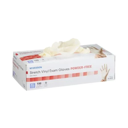 McKesson - 14-820 - Exam Glove X Large NonSterile Stretch Vinyl Standard Cuff Length Smooth Ivory Not Rated
