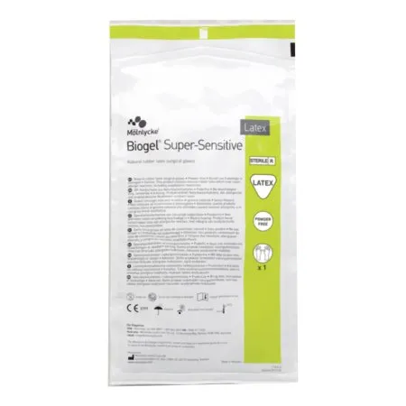 Molnlycke - Biogel Super-Sensitive - 82560 - Surgical Glove Biogel Super-sensitive Size 6 Sterile Latex Standard Cuff Length Micro-textured Straw Not Chemo Approved