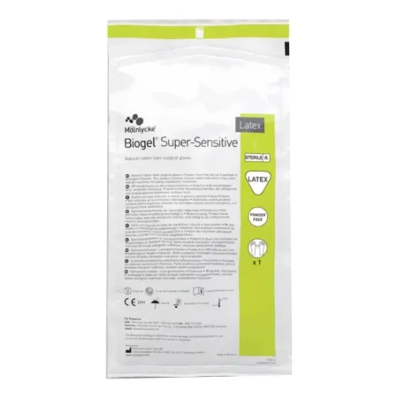 Molnlycke - Biogel Super-Sensitive - 82570 - Surgical Glove Biogel Super-Sensitive Size 7 Sterile Latex Standard Cuff Length Micro-Textured Straw Not Chemo Approved