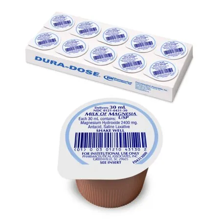 Pharma Tek - 00121043130 - Milk of Magnesia Laxative Milk of Magnesia Spearmint Flavor Oral Suspension 30 mL 400 mg / 5 mL Strength Magnesium Hydroxide