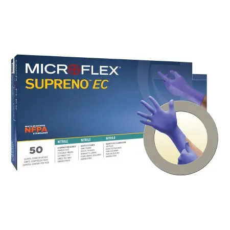 Microflex Medical - Supreno EC - SEC-375-XL - Exam Glove Supreno EC X-Large NonSterile Nitrile Extended Cuff Length Textured Fingertips Blue Chemo Tested / Fentanyl Tested
