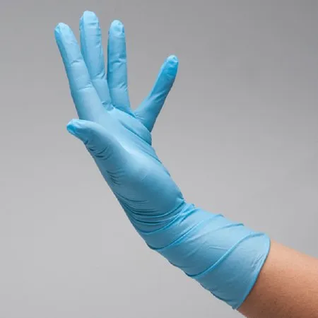 Cardinal - Flexam - N8822 -  Exam Glove  Large Sterile Single Nitrile Extended Cuff Length Textured Fingertips Blue Chemo Tested