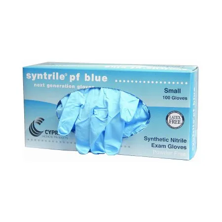 McKesson - Syntrile pf - 27-22 - Exam Glove Syntrile pf Small NonSterile Nitrile Standard Cuff Length Fully Textured Blue Not Rated